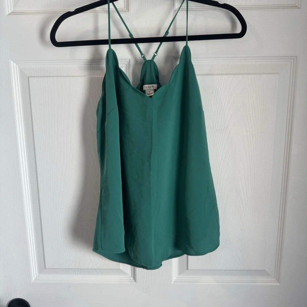 J. Crew Factory Scalloped Cami‎ Top Kelly Green Women's Size 6